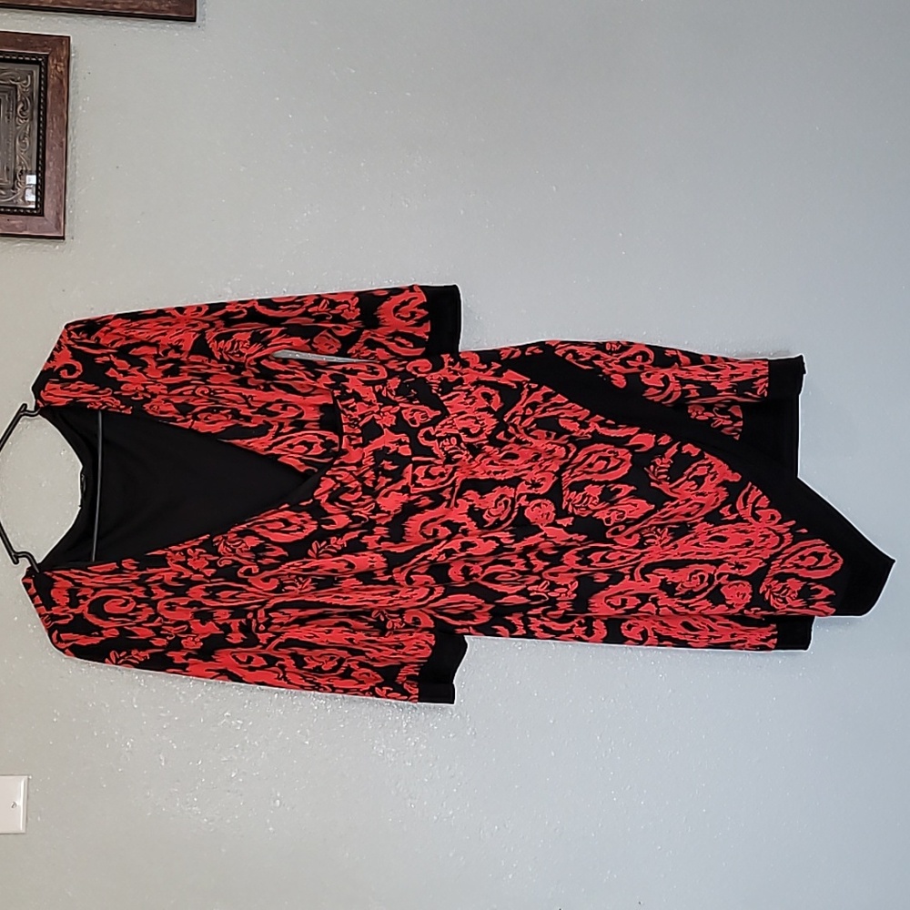Elegant Red and Black Wrap Dress